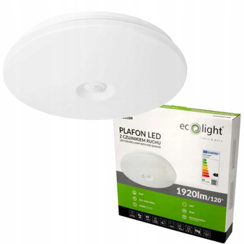Plafon Okrągły LED z Czujnikiem Ruchu Lampa 24W 1920lm IP44 4000K