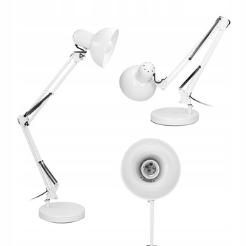 Lampka Biurkowa Szkolna Kreślarska DEON na Biurko Obrotowa E27 60W Biała