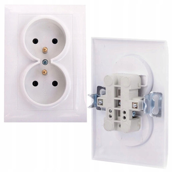 WESA Gniazdo Gniazdko Podwójne z Uziemieniem Podtynkowe Białe  230V 10A