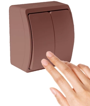 Łącznik Świecznikowy Włącznik Hermetyczny Natynkowy Podwójny Brązowy IP44