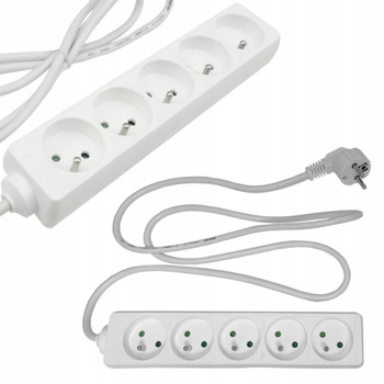 Przedłużacz Biały Listwa Zasilająca 5 gniazd 3m z Uziemieniem 3x1.5mm