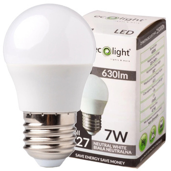 Żarówka LED Ledowa Kulka E27 7W 4000K Barwa Biała Neutralna