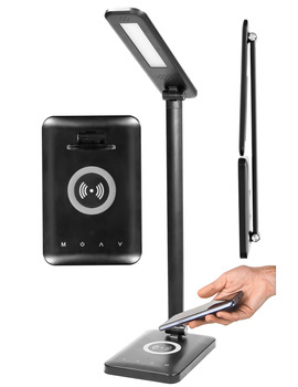 Lampka Biurkowa LED Szkolna ISIYO 7W Ładowarka Indukcyjna USB Czarna