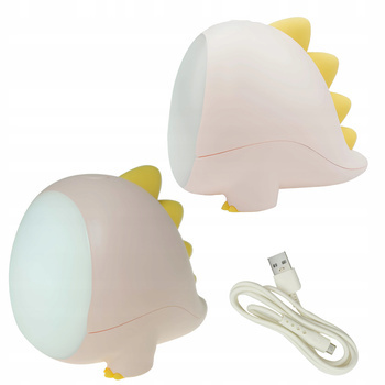 Lampka Nocna dla Dzieci Dinozaur Różowy Silikonowa+Kabel USB Dotykowa 1.6W