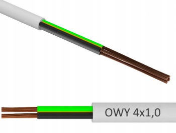 Przewód Kabel OWY 4x1,0 linka elastyczna Biała