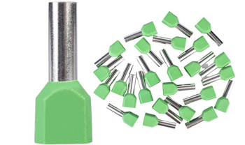 Podwójna Tulejka Kablowa Izolowana Miedziana 6 mm2 25 sztuk Zielona