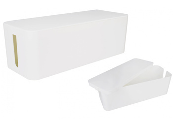 Organizer na Kable Przewody Pojemnik Pudełko z Pokrywą 40x13x15cm Biały