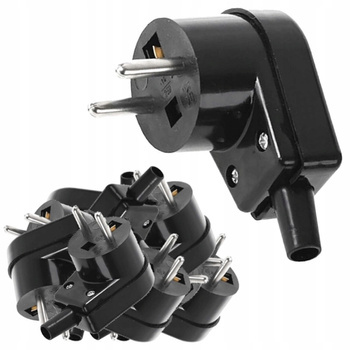 VIPLAST Wtyczka Kątowa Sieciowa Rozbieralna Z Uziemieniem Czarna 16 A 10szt