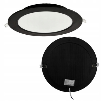 Oprawa Podtynkowa Plafon Lampa LED Sufitowa Okrągła Czarna 24W 29,5cm