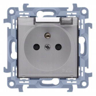 SIMON 10 Gniazdo Pojedyncze z Uziemieniem z Klapką Dymną Biały