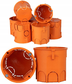 Puszka Elektryczna Podtynkowa z Wkrętami PK60 Głęboka Pomarańczowa 10 szt.