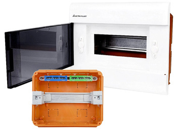 Rozdzielnica Podtynkowa Skrzynka z klapką i listwami N+PE Biała 1x8 SRp 8