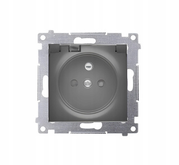 SIMON 54 Gniazdo Pojedyncze z Uziemieniem Klapką Podtynkowe Czarny Mat