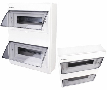 Rozdzielnica Natynkowa Skrzynka Listwy zaciskowe z klapką Biała 2x12 RN-24