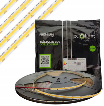 Taśma LED 50m COB Bezpunktowa 9W/m 3000K Barwa Ciepła IP20