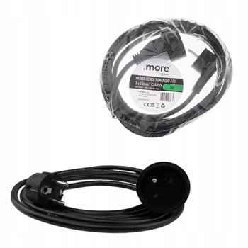 Przedłużacz Pojedynczy Czarny 1 gniazdo 3m Budowlany z Uziemieniem 2500W