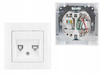 WESA Gniazdo Telefoniczno - Komputerowe RJ11 RJ45 Podtynkowe Białe