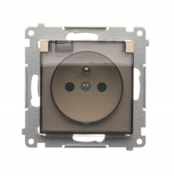 SIMON 54 Gniazdo Pojedyncze Bryzgoszczelne z Uziemieniem Klapką Kremowe