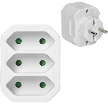 Rozgałęźnik Elektryczny Rozdzielacz Złodziejka 3x Gniazda Płaskie Biały