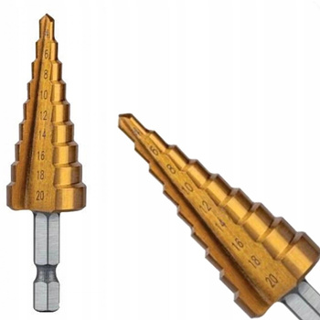 Wiertło Stożkowe Stopniowe do metalu drewna plastiku 4 - 20 mm Hoegert
