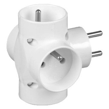 Rozdzielacz Elektryczny Złodziejka Rozgałęźnik Poczwórny Uziemienie Biały