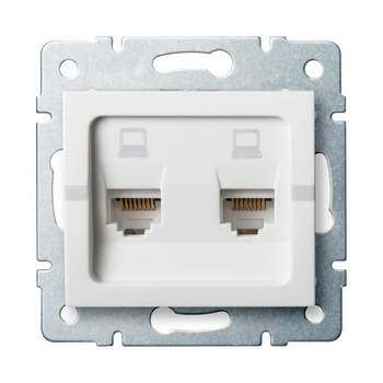 Gniazdo Komputerowe Internetowe Podwójne RJ45 Podtynkowe Białe LOGI KANLUX