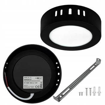 Oprawa Natynkowa Plafon Lampa LED Sufitowa Okrągła Czarna 6W 12cm 4000K