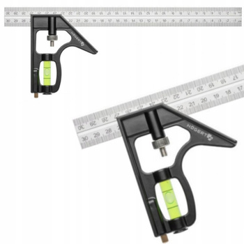 Kątownik Stolarski Ciesielski Aluminiowy z Poziomicą Libelka 300 mm Hoegert
