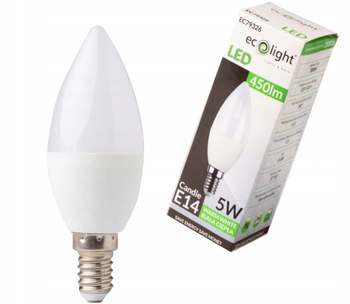 Żarówka LED Ledowa Świeczka Gwint E14 Barwa Biała Ciepła 3000K 5W