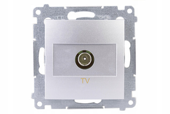 SIMON 54 Gniazdo Pojedyncze Antenowe Końcowe Podtynkowe Srebrny Mat