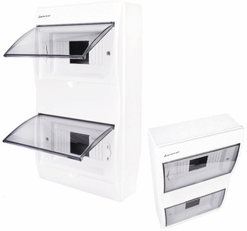 Rozdzielnica Natynkowa Skrzynka z Klapką Listwy zaciskowe Biała 2x8 RN-16