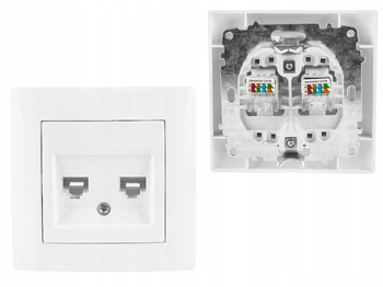 WESA Gniazdo Gniazdko Komputerowe Podwójne 2x RJ45 Podtynkowe Białe