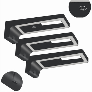 3 sztuki Lampka LED Podszafkowych 3W Włącznik Dotykowy Ładowarka USB Czarna