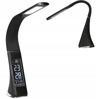 Lampka Biurkowa LED Szkolna z Zegar Budzikiem Data DOLOMIT 5W Czarna