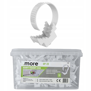 Uchwyt Paskowy Do Montażu Kabli i Rur Wiaderko 200 sztuk 22mm Białe