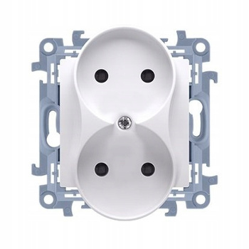 SIMON 10 Gniazdo podwójne bez bolca do ramki BIAŁE