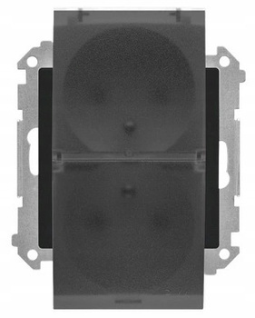 Simon 55 Gniazdo Podwójne Hermetyczne z Klapką Składaną Czarny Mat