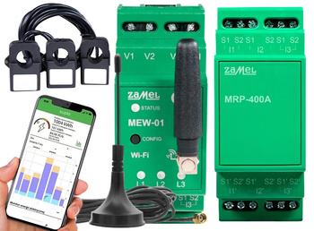 Monitor Licznik Energii Prądu WiFi 400A 3F Antena