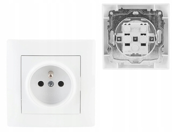 WESA Gniazdo Gniazdko Pojedyncze z Uziemieniem Podtynkowe Białe  230V 16A