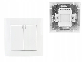 WESA Łącznik Włącznik Podwójny Podświetlany Biały 230V 10A IP20