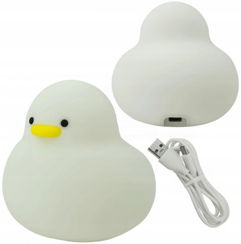 Lampka Nocna LED Bezprzewodowa Kaczuszka Biała Ciepła ABS+Silikon Kabel USB