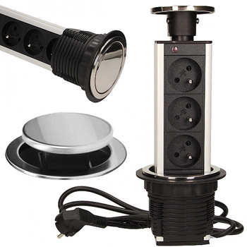 3x Gniazdo Meblowe Wysuwane z Blatu z Kablem 1,8m