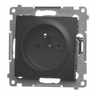 Simon 54 Gniazdo Pojedyncze Ścienne z Uziemieniem Podtynkowe Czarny Mat