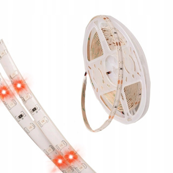 Taśma LED 24W 12V IP65 Czerwona 5m Ściemnialna