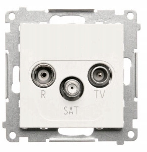 Simon 55 Gniazdo Pojedyncze Antenowe R-TV-SAT Końcowe Podtynkowe Białe