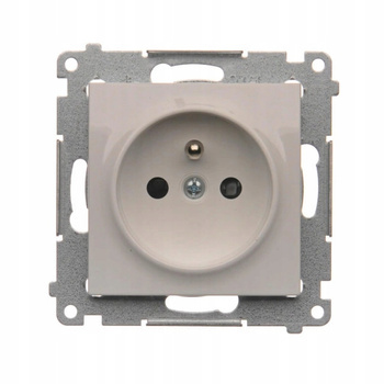 SIMON 54 Gniazdo Pojedyncze z Uziemieniem Przesłonami Torów 16A Białe