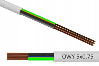 Przewód Kabel OWY 5x0,75 linka elastyczna Biała