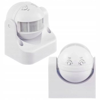 Czujnik Ruchu PIR Podczerwień Sensor Biały Zasięg max 12m IP44 Regulacja