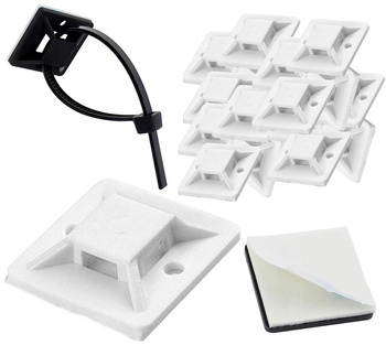 Uchwyt Opaski Zaciskowej Kablowej na Taśmę 20x20 mm Biały 10 szt.