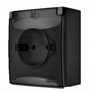 SIMON AquaClick Gniazdo Pojedyncze Natynkowe Schuko IP44 MAT